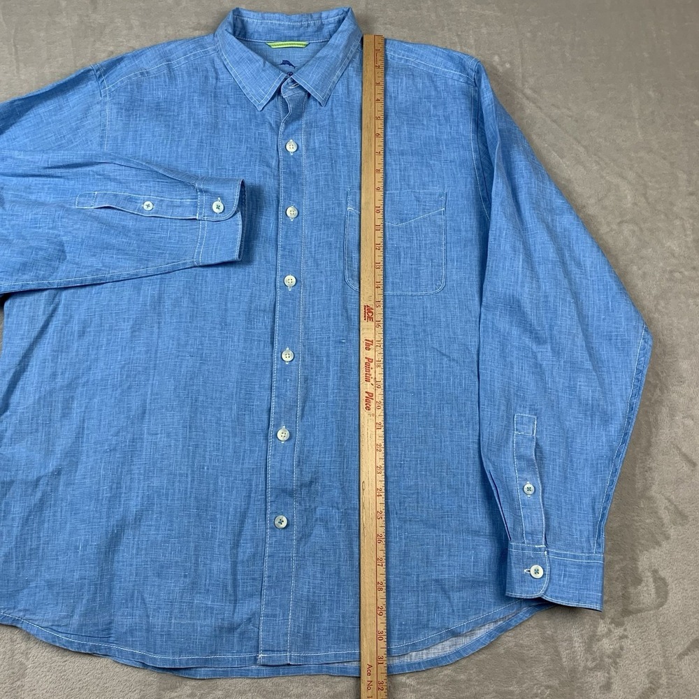 Tommy Bahama Shirt Men XL Blue Linen Long Sleeve Button Up Casual Beach Vacation - Picture 3 of 8